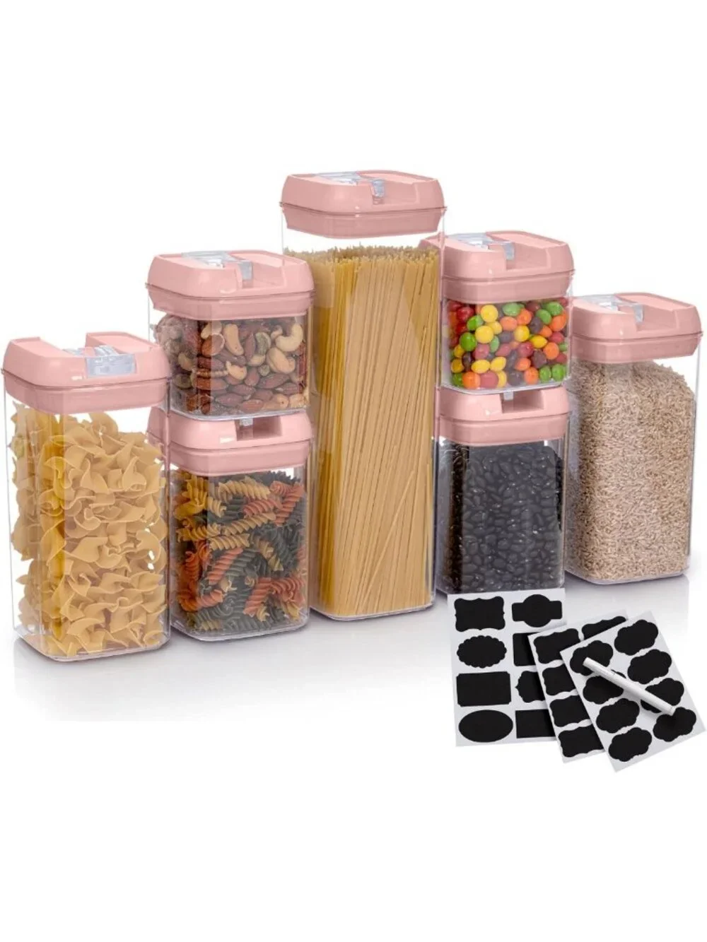Airtight Food Storage Containers Set of 7 - BPA Free Pantry Organizer Bins with